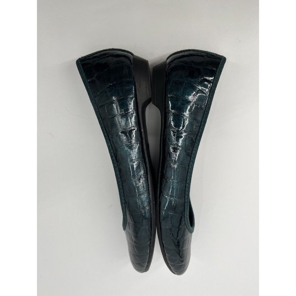 Lands End Dark Green Patent Leather Flats Slip On 8 B Women - Picture 7 of 11